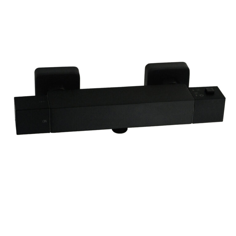 Black Square Brass Exposed Thermostatic Shower Mixer