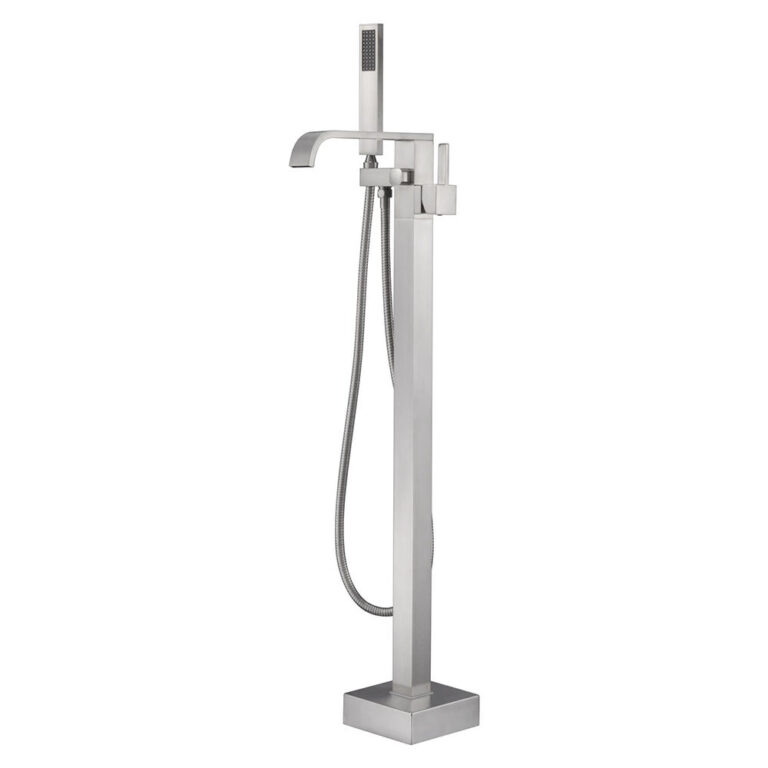 Polished Chrome Single Handle Floor Bathtub Faucet