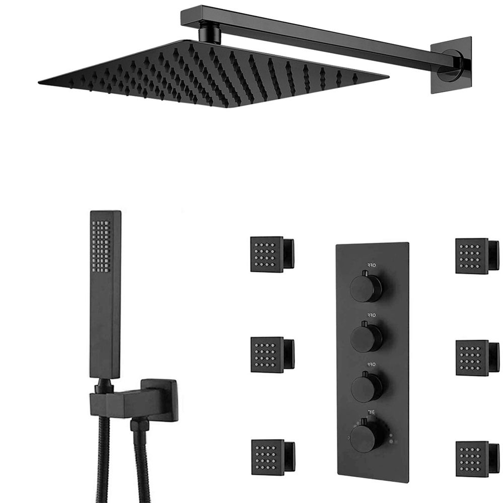 Classic Black Thermostatic Rain Shower Mixer