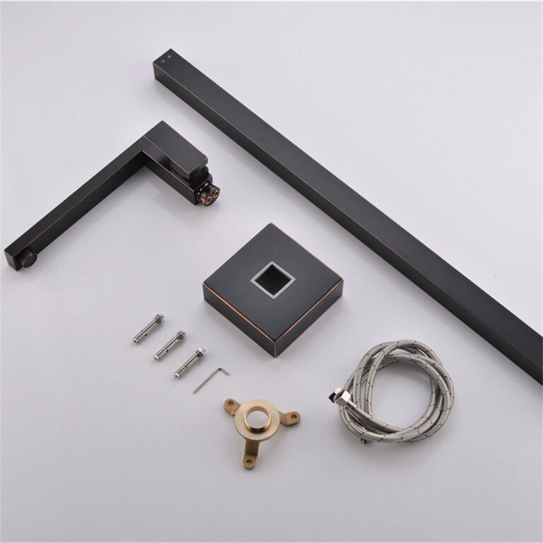 Square Matt Black Thermostatic Bathtub Faucet, Floor Mount Single Handle