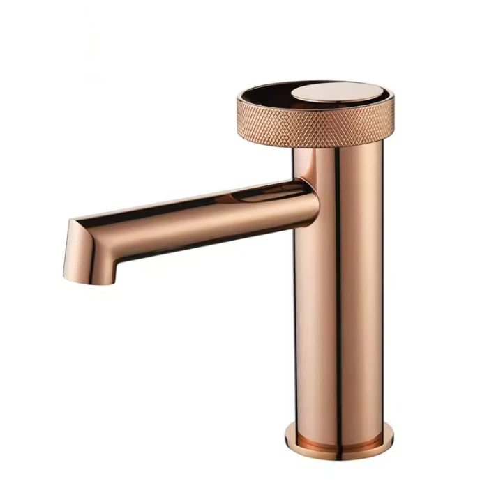 Polished Rose Gold Deck-Mounted Brass Ceramic Valve Metered Touchless Sensor Faucet