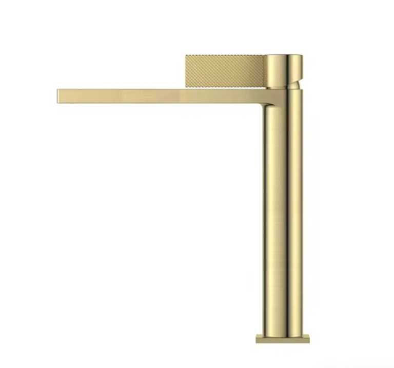 Solid Brass Luxury Water Mixer Tap Single Handle Brushed Gold Faucet Ceramic Valve Core