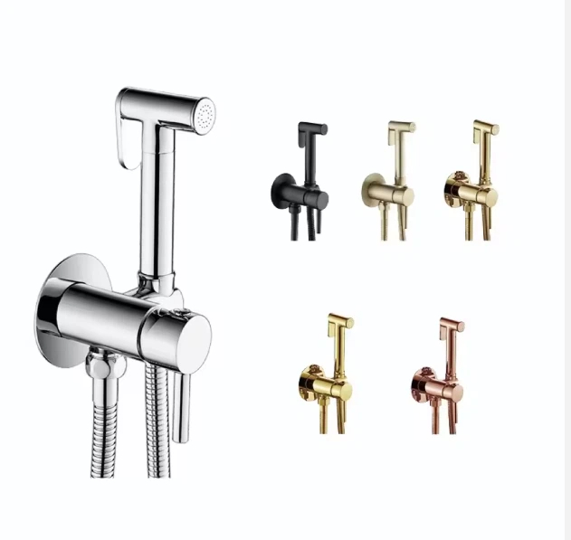 Portable Brass Hand-Held Bidet Sprayer for Hotel and Bathroom Use Wall-Mounted