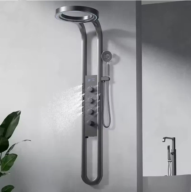 Luxury Brass SPA Shower Set Bathroom Faucet Panel Smart Thermostatic Shower Mixer Set