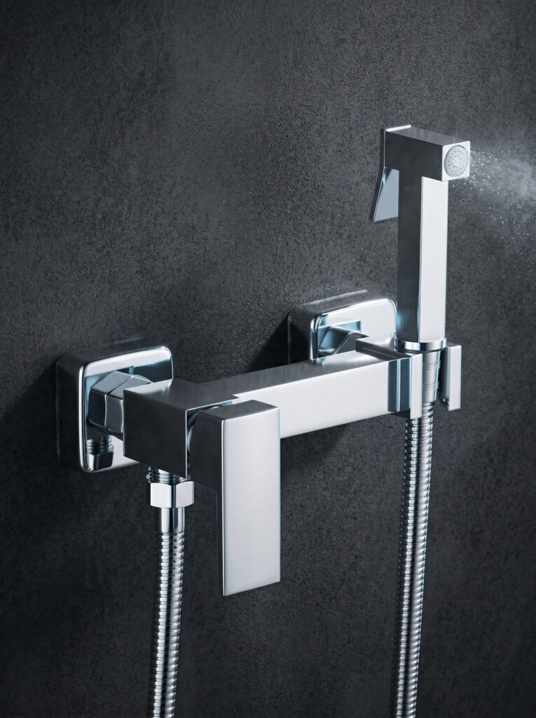 Modern Wall Mount Horizontal Bidet, Brass Handheld Design