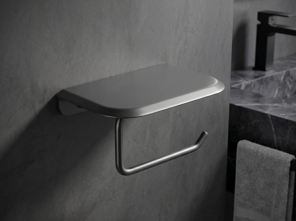 Zinc Alloy Wall Mount Toilet Paper Holder With Shelf