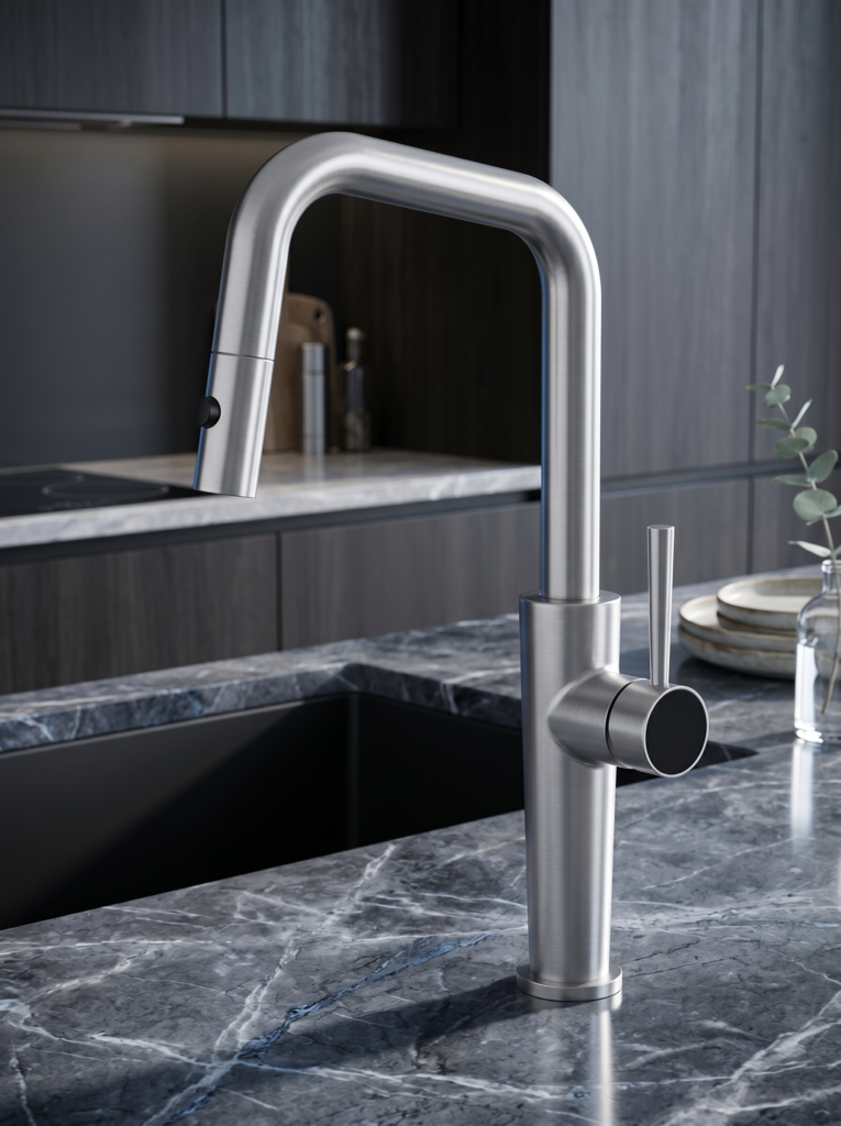 Slanted U-shaped Kitchen Faucet With 2 Modes