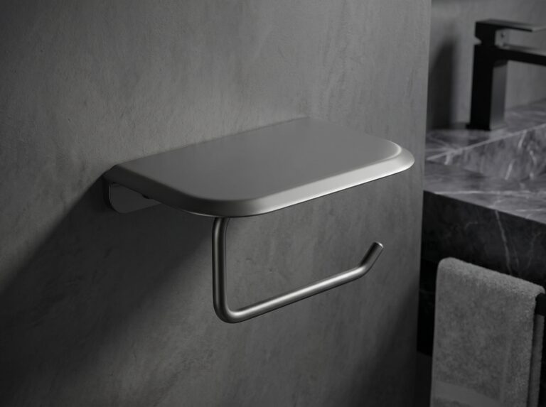 Zinc Alloy Wall Mount Toilet Paper Holder With Shelf