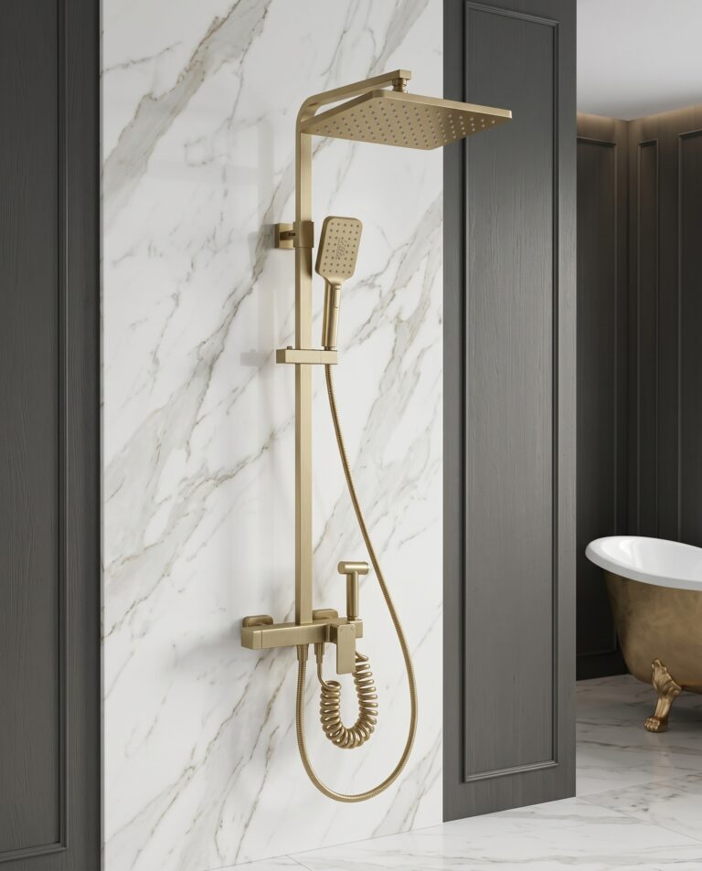 Thermostatic Solid Brass Double Handle Booster Shower System