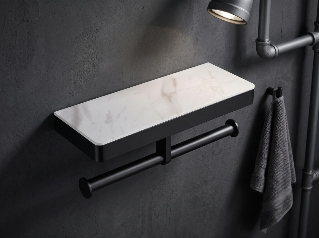 Stainless Steel Toilet Paper Holder With Shelf