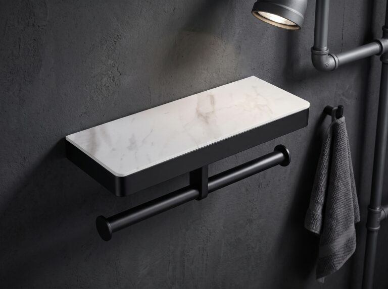Stainless Steel Toilet Paper Holder With Shelf