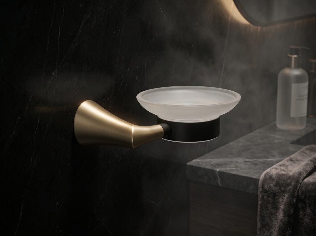 Matte Black And Gold Small Wall Mounted Soap Dish