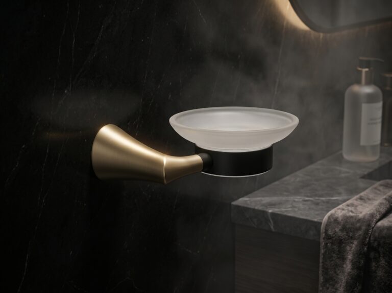 Matte Black And Gold Small Wall Mounted Soap Dish