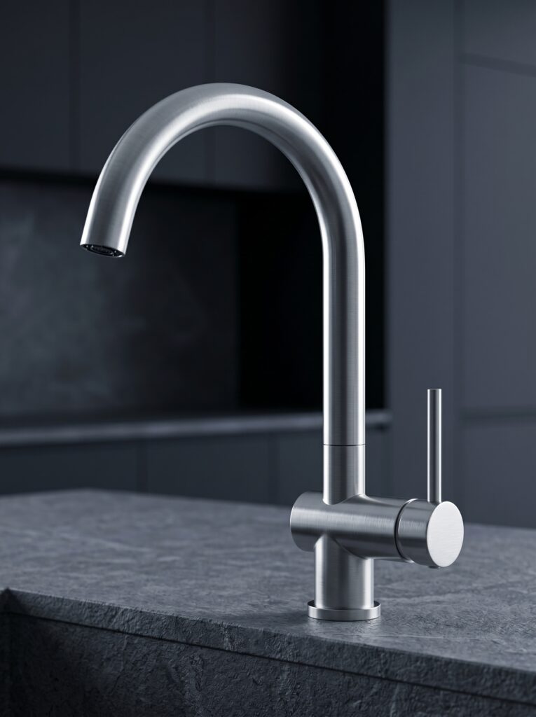 Stainless Steel Round Goose Neck Kitchen Faucet