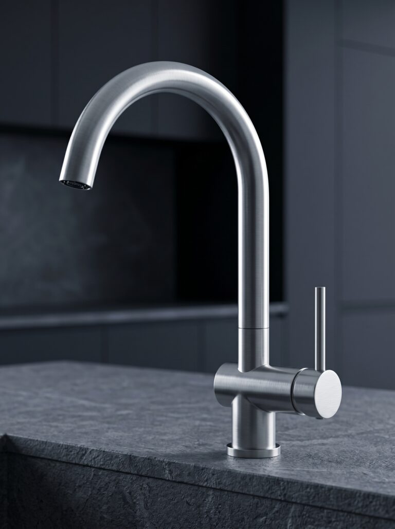 Stainless Steel Round Goose Neck Kitchen Faucet