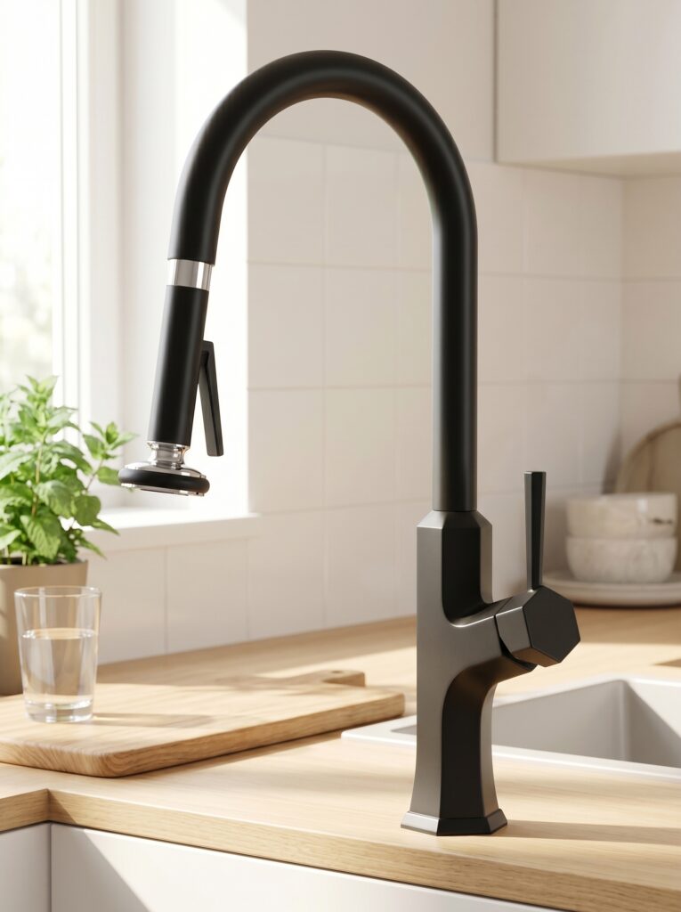 Gooseneck Kitchen Faucet With Plus Sprayer
