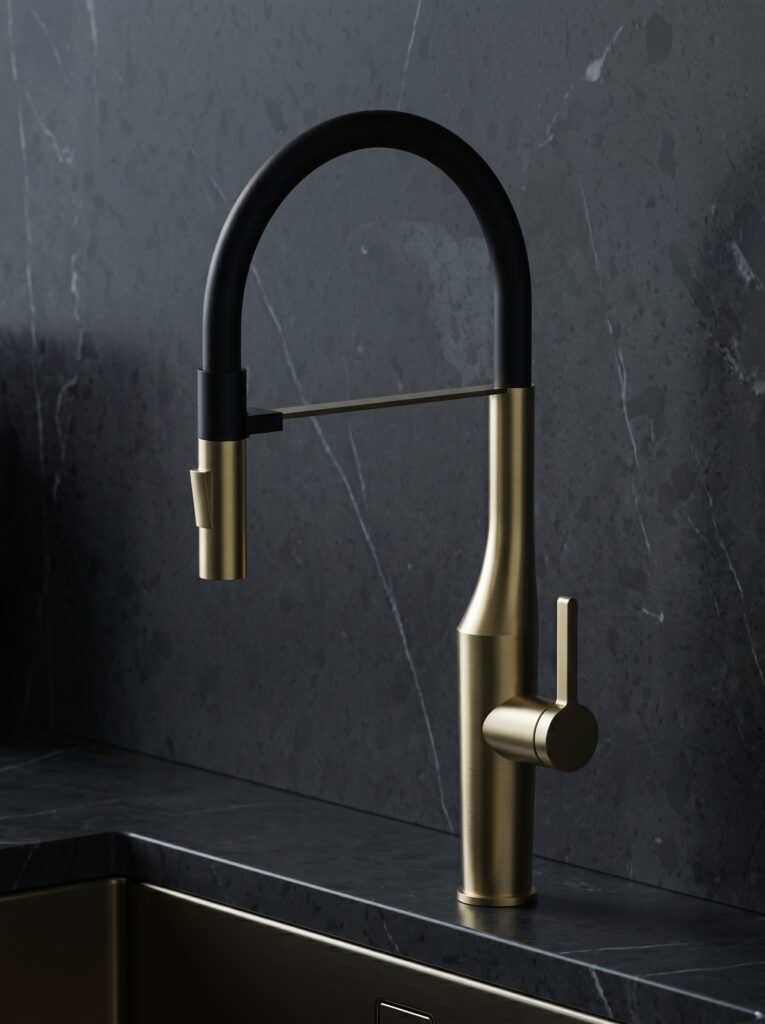 Kitchen Mixer Tap With Magnetic Docking Spray Head And Silicone Tube
