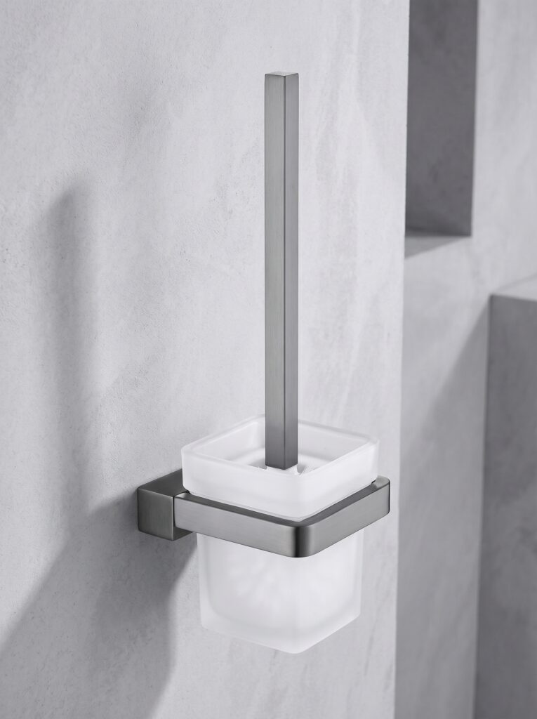 Stainless Steel Gunmetal Toilet Brush Holder Set