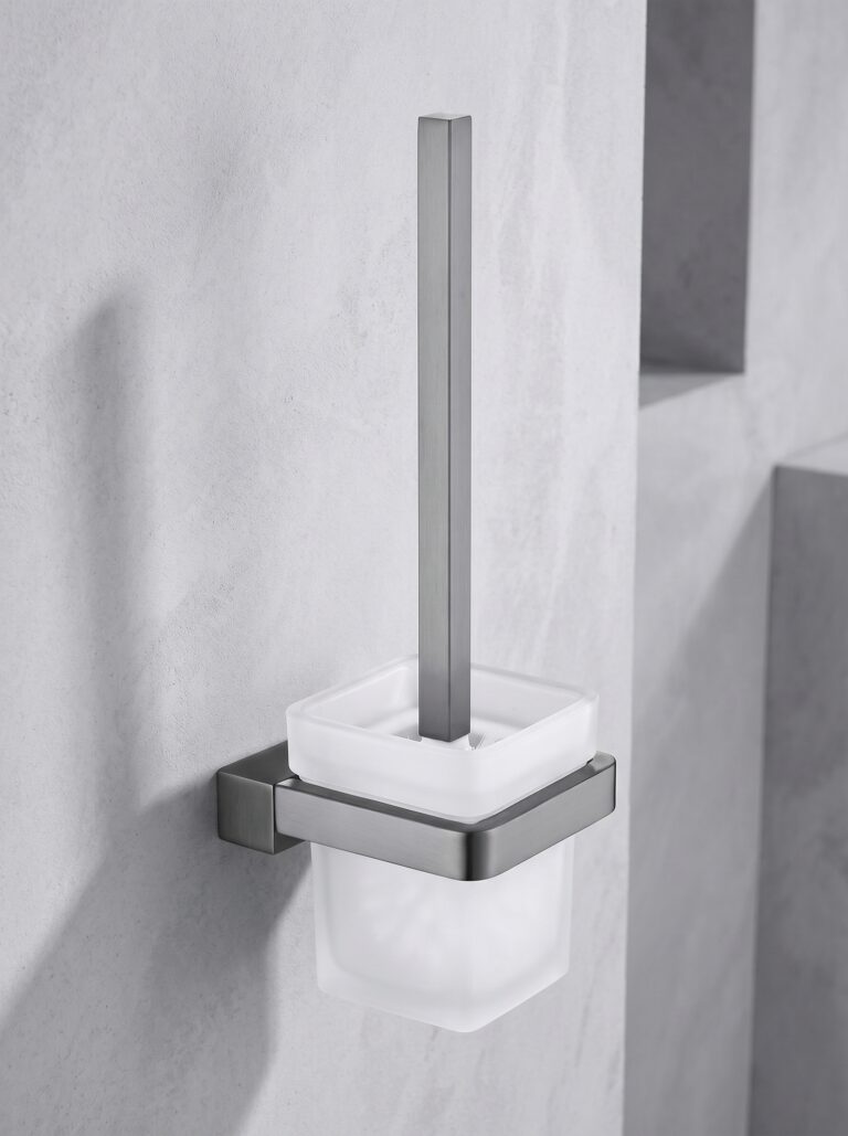 Stainless Steel Gunmetal Toilet Brush Holder Set