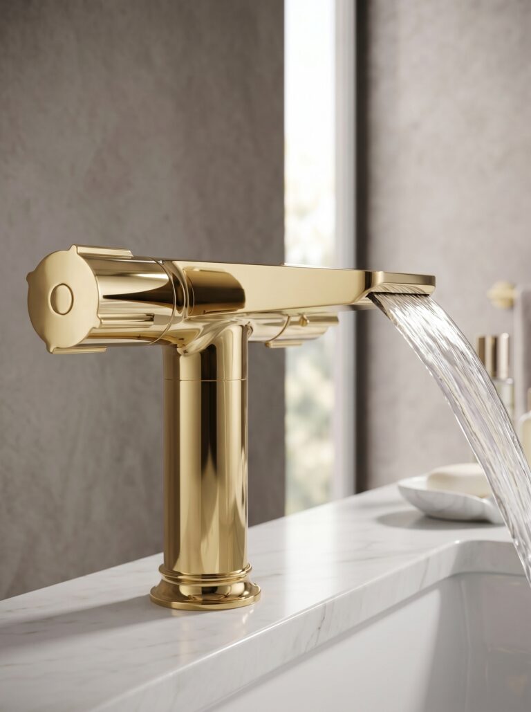 Modern Bathroom Sink Faucet Dual Handle Vanity Mixers with Waterfall Design