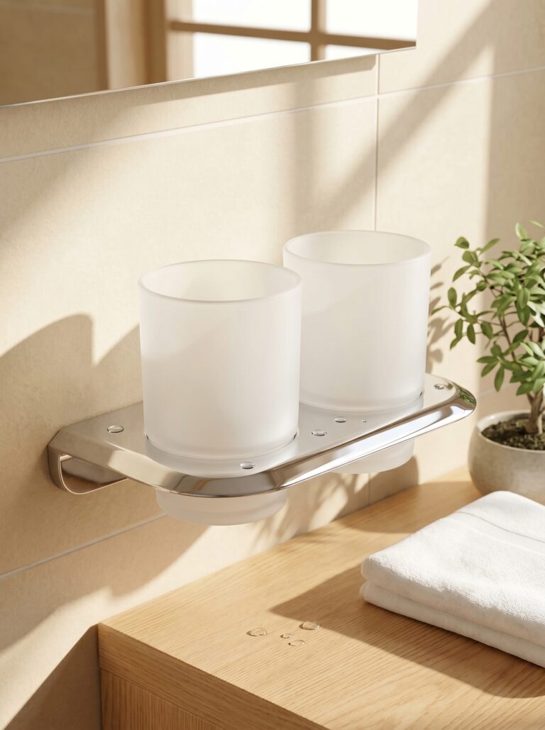 Zinc Alloy Base Wall Mounted Double Tumbler Holder