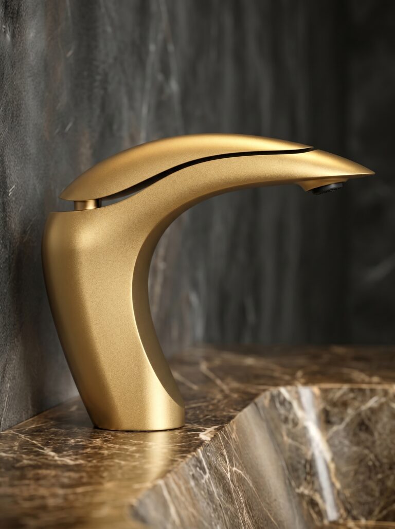 Contemporary Style Bathroom Faucet Mixer Brush Gold Luxury Tap for Basin