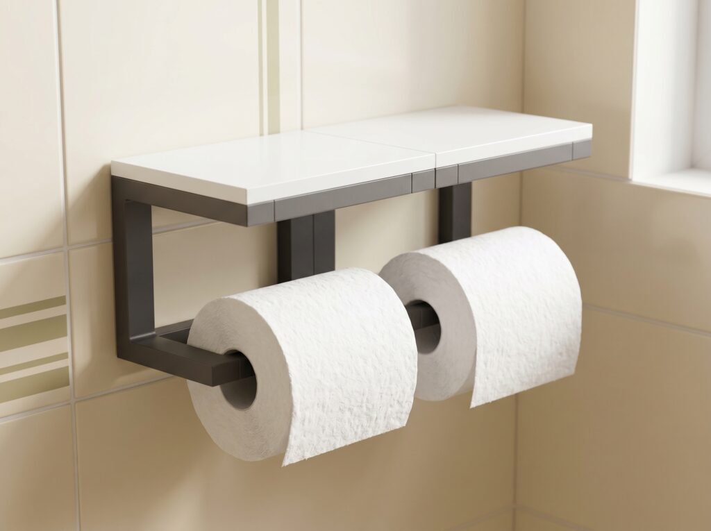 Stainless Steel Dual Tissue Holder With Shelf