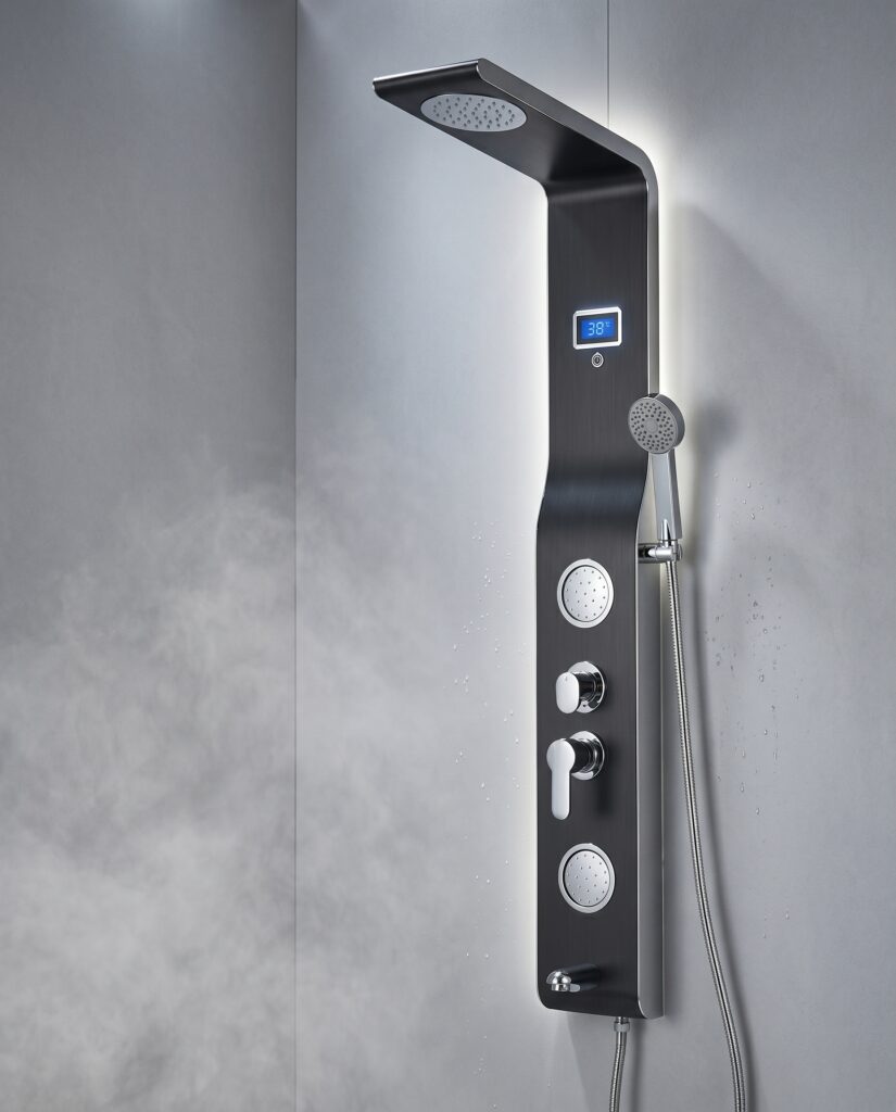 Shower Panel Smart Thermostat Rainfall Shower Set Led Shower With Massage Flow