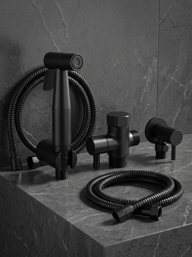 Black Stainless Steel Bidet Sprayer, Self-Cleaning Design