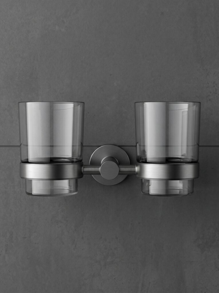 Wall Bathrooms Glass Tumbler and Toothbrush Holder