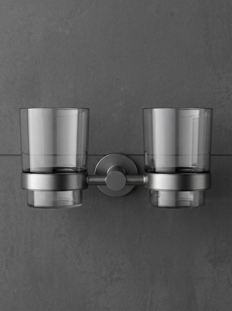 Wall Bathrooms Glass Tumbler and Toothbrush Holder