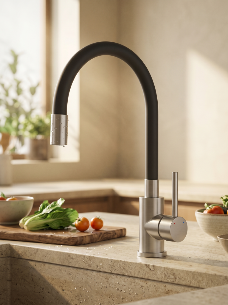 Stainless Steel Kitchen Faucet With Silicone Tube