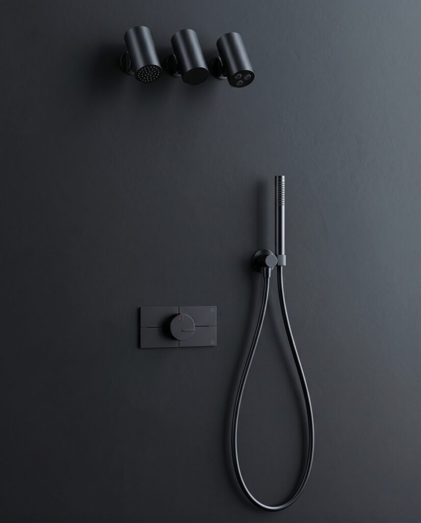 Wall-Mounted Brass Thermostatic Rainfall Shower System 4 Function Handheld