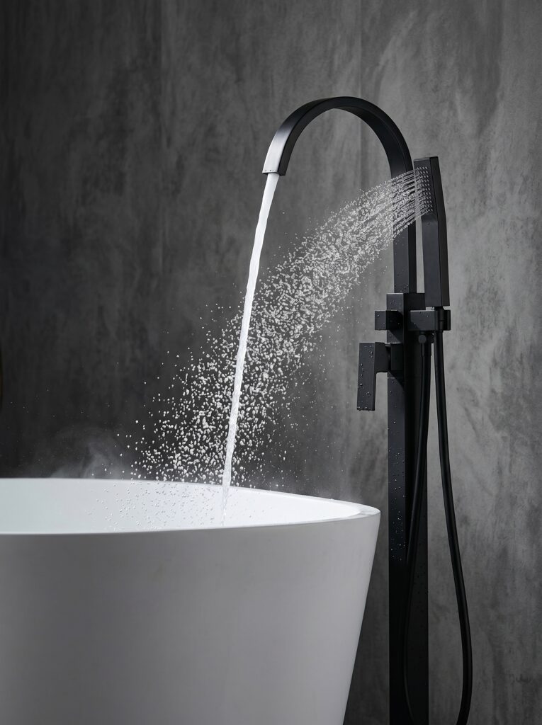 Square Single Handle Freestanding Bathtub Faucet