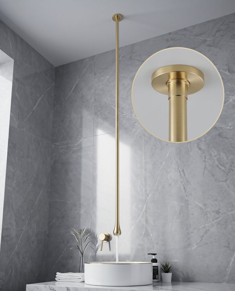Hanging Deck-Mounted Touchless Brass Bathroom Faucet  Basin Tap