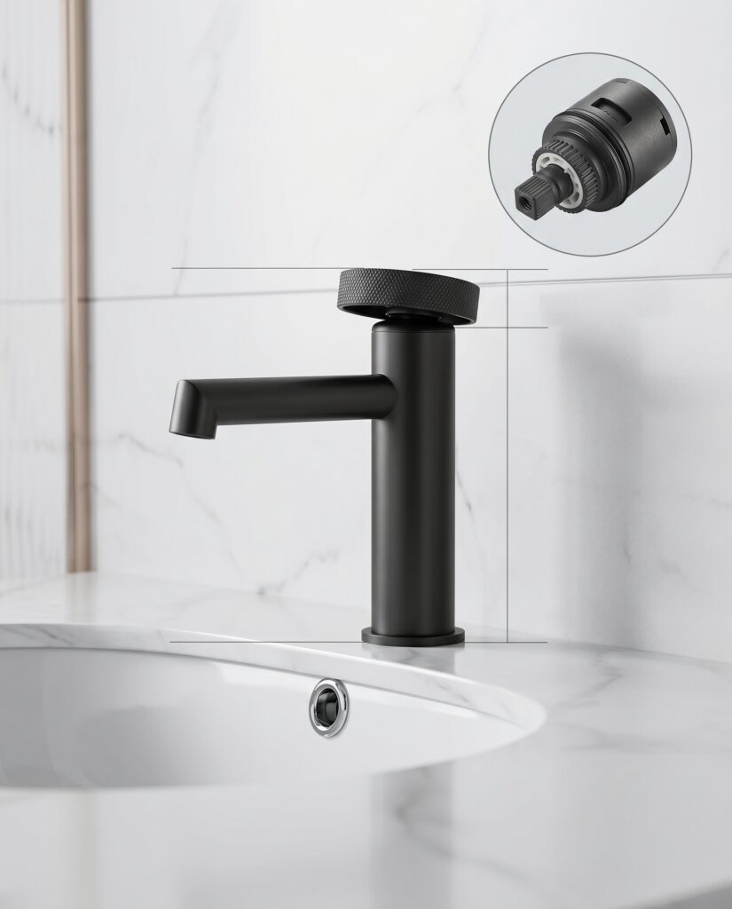 Brass Single Handle Lever Deck Mount Chrome Gun Metal  Faucet Ceramic Valve Core