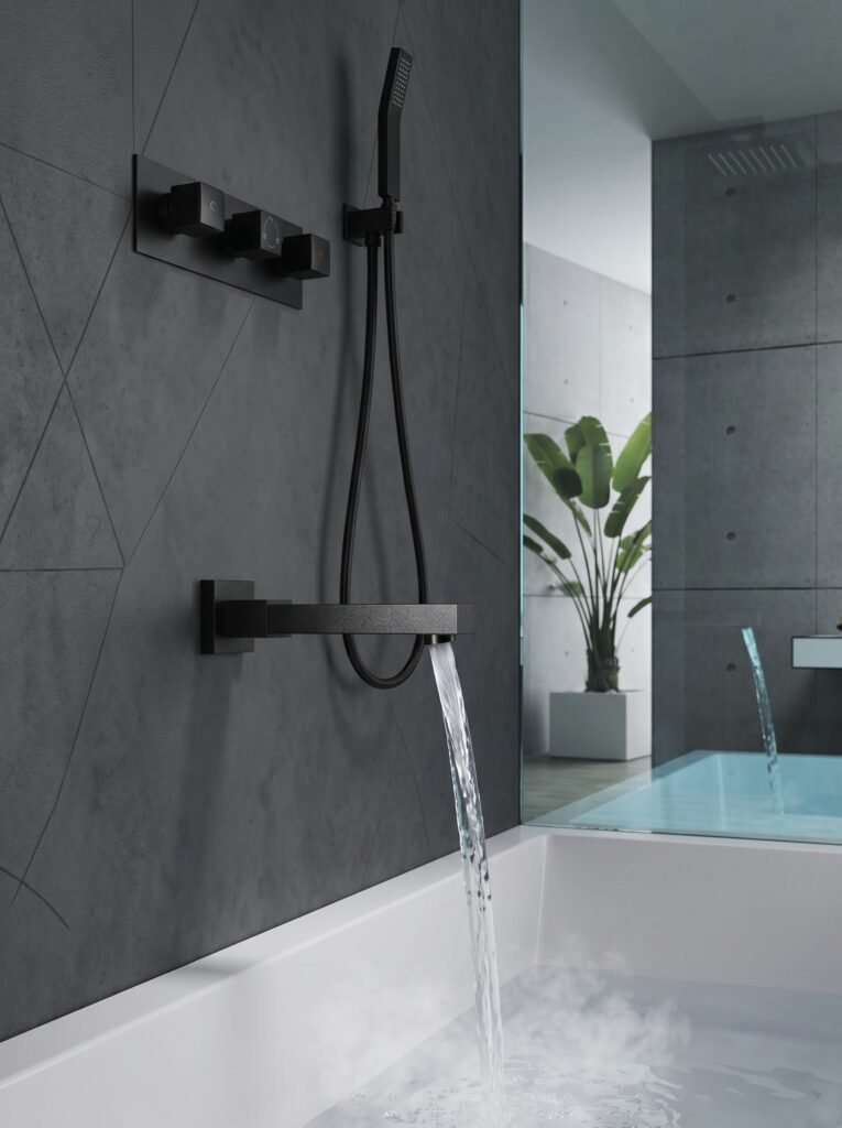 Modern Matte Black Concealed 3-Way Shower Mixer