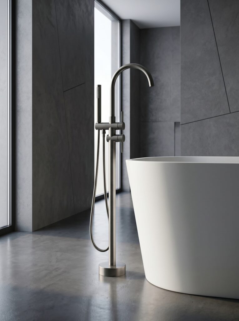 Modern Single Handle Floor Standing Bathtub Faucet