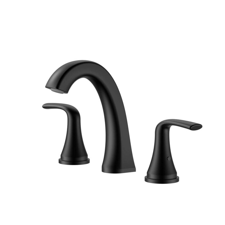 Matte black 3-hole widespread bathroom faucet with elegant high-arch gooseneck spout  | WF003B