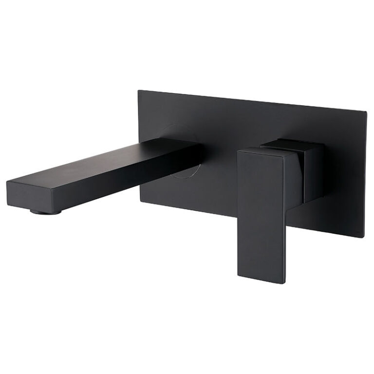 Matte black square plate wall mounted faucet | WF006B